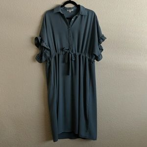 Slate Collared Ruffle Dress